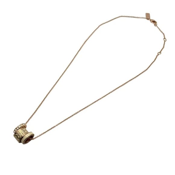 Auth COACH - Rose Gold Cream Hardware Necklace - Picture 4 of 4